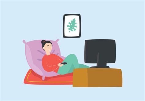 Young Girl Watching TV 273378 Vector Art at Vecteezy