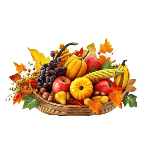 Fall Harvest Cornucopia, Autumn Season With Fruit And Vegetable ...