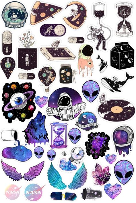 Galaxy sticker's 👽🌌💙 | Стикер-арт, Милые рисунки, Винтажные неоновые вывески