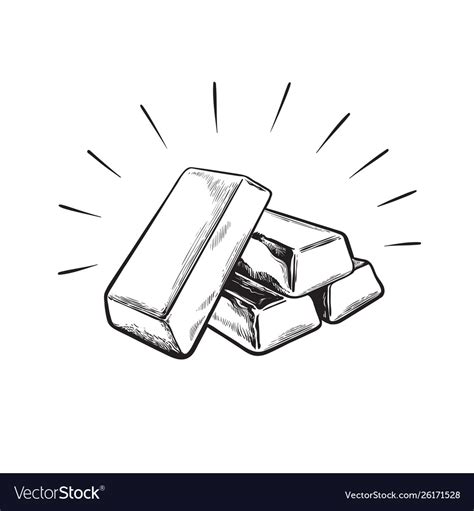 Sketch gold bar ingots black and white Royalty Free Vector