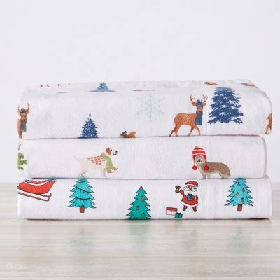 100% Cotton Christmas Flannel Sheets - Great Bay Home : Target