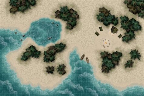 Vao Matuha Island Beach : Campsite | Dungeon maps, Dungeons and dragons homebrew, Tabletop rpg maps