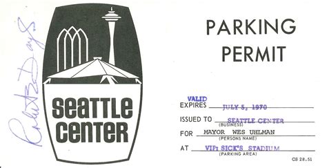 Seattle Center parking permit, 1970 | Seattle center, Seattle, Business ...