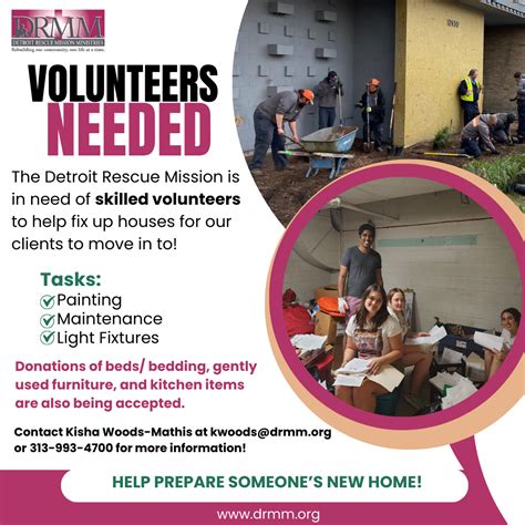 Skilled Volunteer Opportunities – Detroit Rescue Mission Ministries