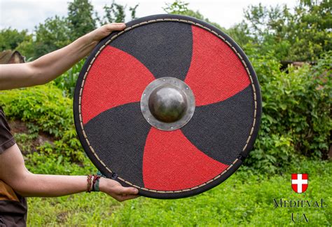 Envío el mismo día Frontera de tendencia Medieval Wooden Round Shield Battle Warrior Shield ...