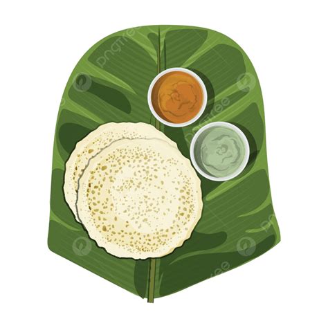 Neer Dosa Sambar And Chutney Served On A Banana Leafa Classic Karnataka ...