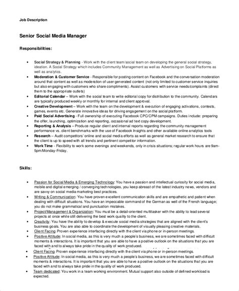 FREE 10+ Sample Social Media Manager Job Description Templates in PDF ...