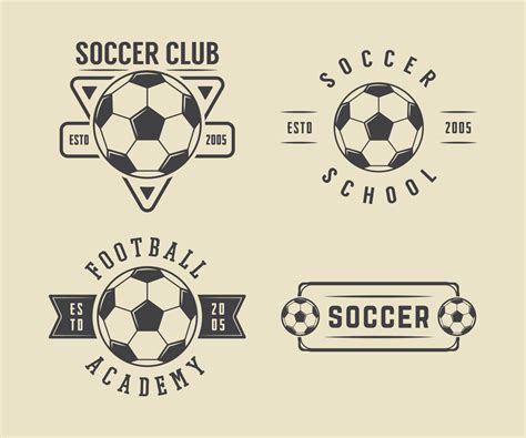 Set of vintage soccer or football logo, emblem, badge in retro style ...