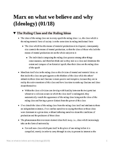 Marx on what we believe and why (Ideology) - Marx on what we believe and why (Ideology) (01/18 ...