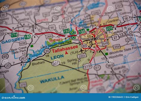 Tallahassee on Florida Map stock image. Image of city - 190336643