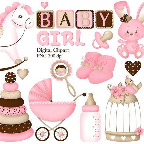 Baby Girl Clipart, Baby Clipart, 1st Birthday Clipart, Pink Clipart ...