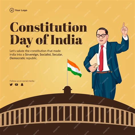 Premium Vector | Banner design of happy constitution day of india template