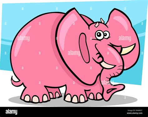 Cartoon Humorous Illustration of Cute Pink Elephant Stock Vector Image ...