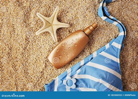 Summer Beach Accessories on Sand Stock Image - Image of protection, accessories: 183306555