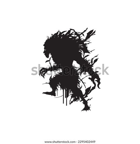 Black Silhouette Lion On White Background Stock Vector (Royalty Free ...