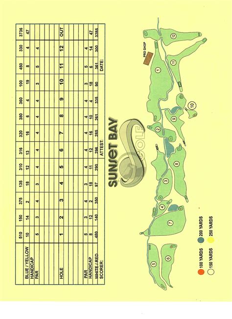 Score Card And Map | Sunset Bay Golf