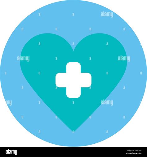 heart with cross symbol in frame circular isolated icon Stock Vector ...