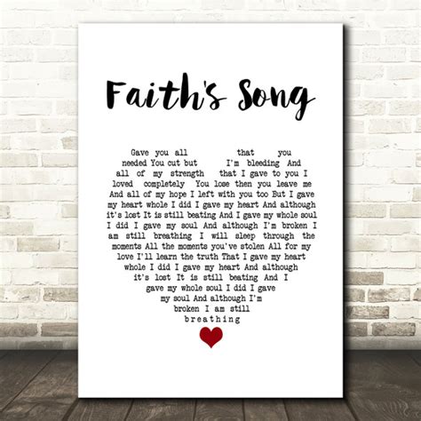 Amy Wadge Faith's Song Script Heart Song Lyric Print - SongLyricPrints.co.uk