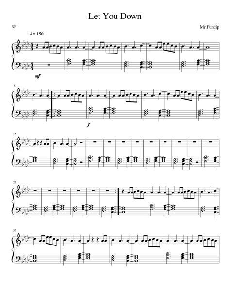 NF Let You Down sheet music for Piano download free in PDF or MIDI