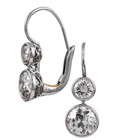 2.53 Carat Double Diamond Drop Earrings - Fourtané