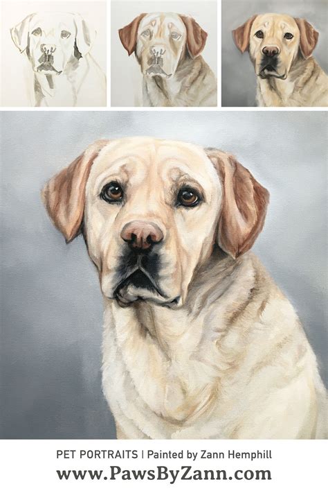 Yellow Lab Dog Portrait Painting Process in Oil | Animal portraits art ...