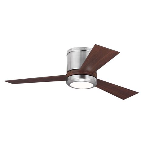 Shop Monte Carlo Fan Company Clarity 42-in Brushed Steel Flush Mount Indoor Ceiling Fan with LED ...