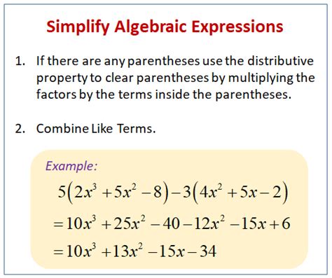 Simplifying Algebraic Expressions Examples Algebraic Simplifying ...