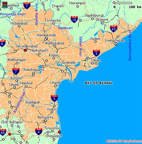 Andhra pradesh map with cities | map of andhra pradesh in india