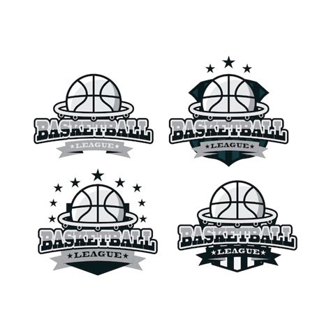 Premium Vector | Basketball sport black white logo