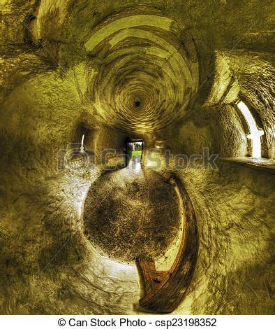 Surreal panorama inside the small tower of Aughnanure Castle ...