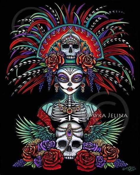 Dia de Muertos Candy Skull Bones Canvas Print Festival Mictecacihuatl ...