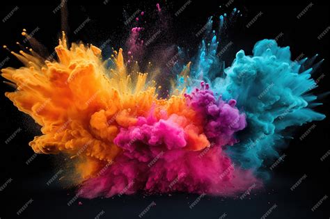 Premium Photo | Colored powder explosion on dark background