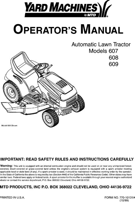 Yard Machine Lawn Mower Parts Manual