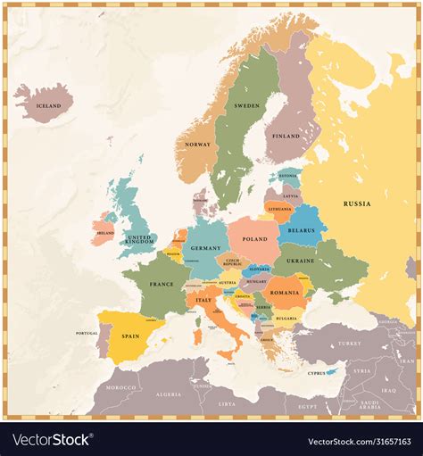 Vintage europe map Royalty Free Vector Image - VectorStock