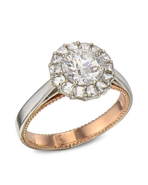 Platinum and Rose Gold Diamond Halo Engagement Ring - Turgeon Raine