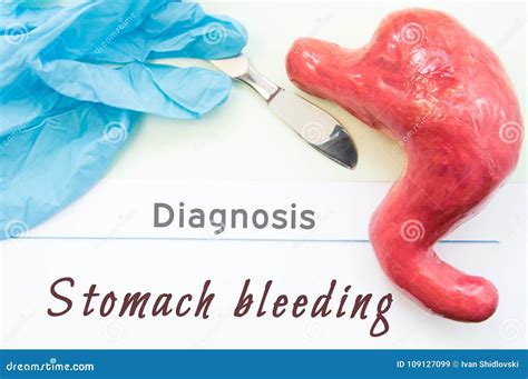 Diagnosis of Stomach Bleeding. Figure Stomach, Scalpel and Surgical ...