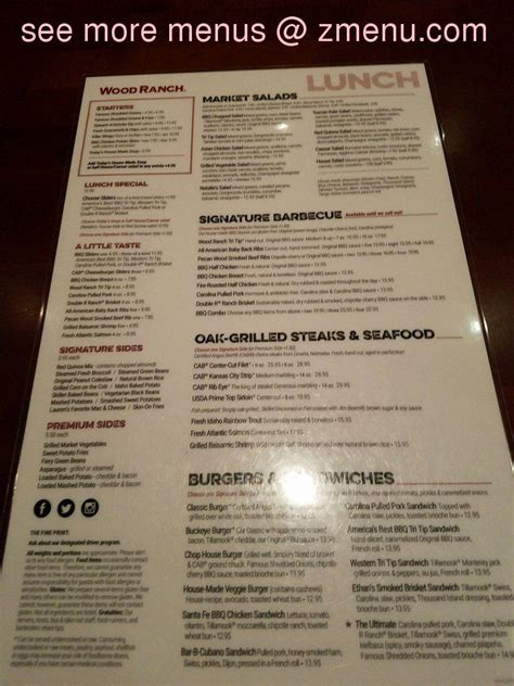 Menu at Wood Ranch BBQ & Grill, Chino Hills