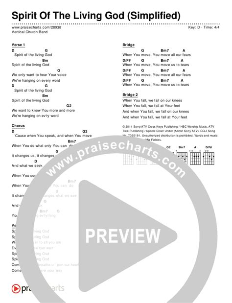 Spirit Of The Living God (Simplified) Chords PDF (Vertical Worship ...