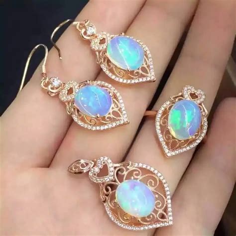 Fidelity Natural 8*10mm opal s925 sterling silver ring/pendant/earrings ...