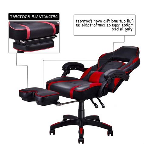 Gaming Chair Footrest PC Black Red Essentials Racing