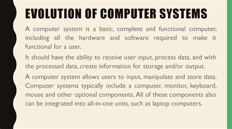 Evolution of computer systems - online presentation