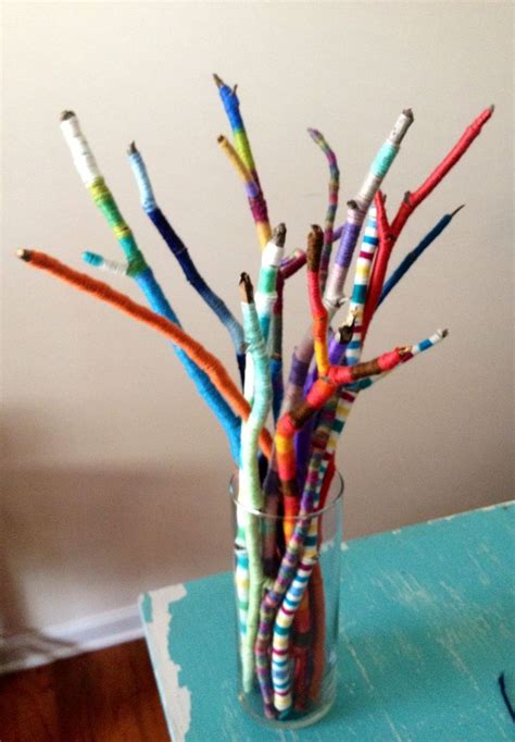 Twig art, Craft stick crafts, Nature crafts