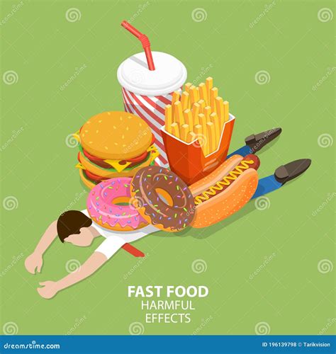 Fast Food Harmful Effects, Junk Food Danger, Unhealthy Nutrition Eating Risks. Vector ...