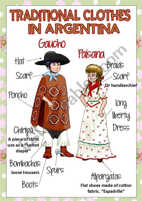 TRADITIONAL CLOTHES IN ARGENTINA - ESL worksheet by blan04GM