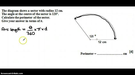 Area And Perimeter Of A Sector Worksheet