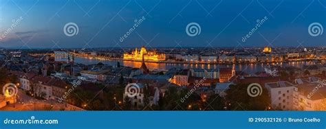 Budapest Panorama at Night stock photo. Image of buildings - 290532126