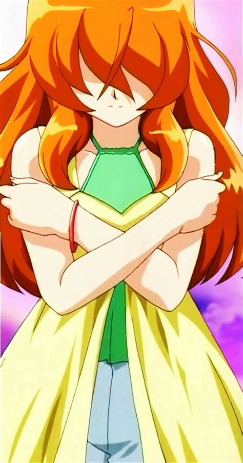 an anime character with red hair and green shirt