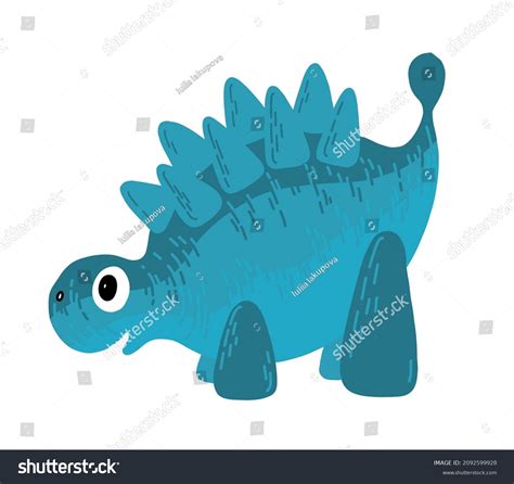 Vector Isolated Illustration Cartoon Blue Dinosaur Stock Vector (Royalty Free) 2092599928 ...