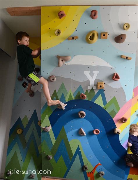 DIY Kids Inside Rock Climbing Wall with Mural | Climbing wall kids ...