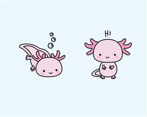 Premium Vector Clipart Kawaii Axolotls Cute Axolotl | Etsy | Creature drawings, Cute kawaii drawings